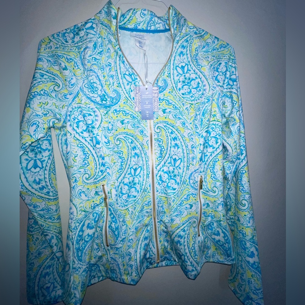Vibrant UPF 50 golf/tennis zip-up and skort SET in Blue and Yellow